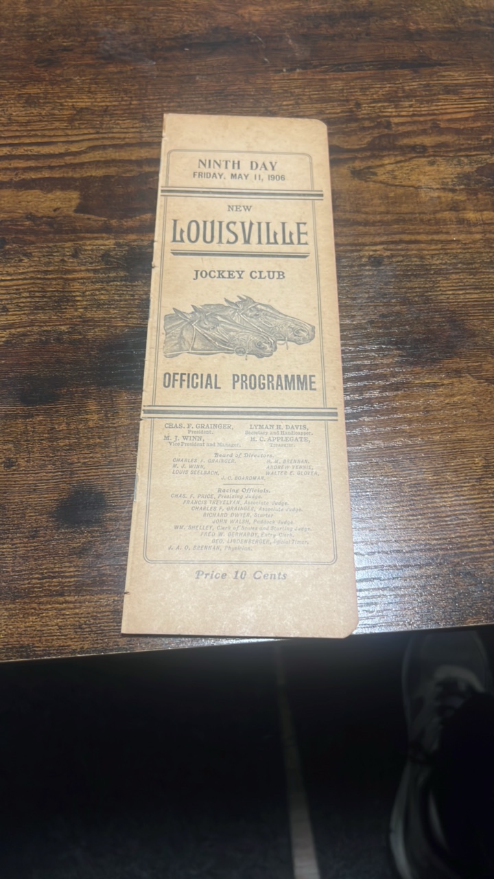 1906 Louisville jockey club Churchill downs race program