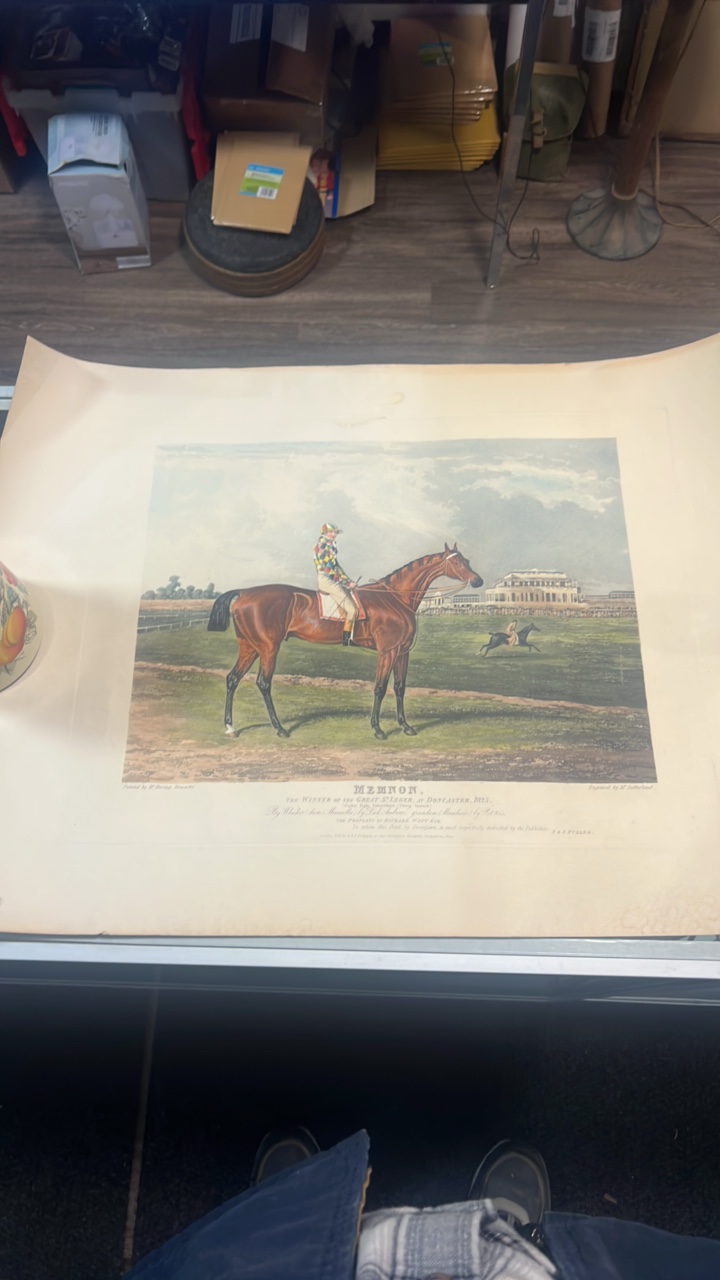late 1800s memnon horse racing etching