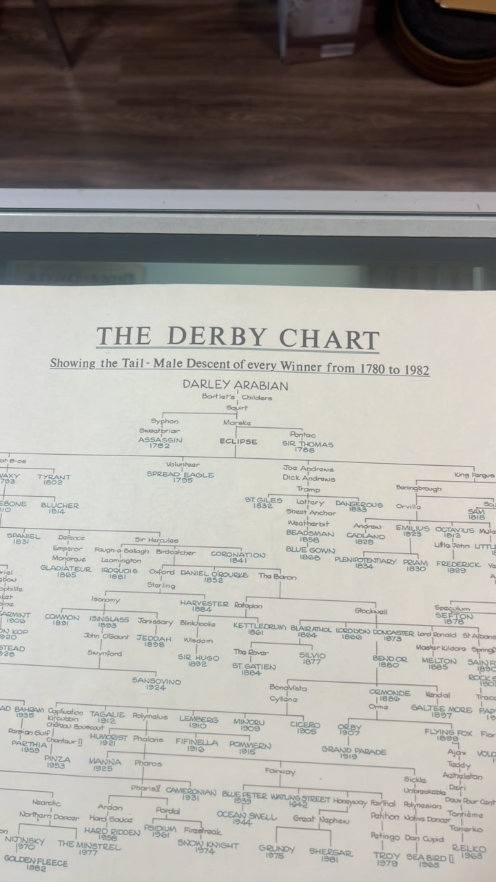 1983 Kentucky derby horse lineage chart 1780-1982