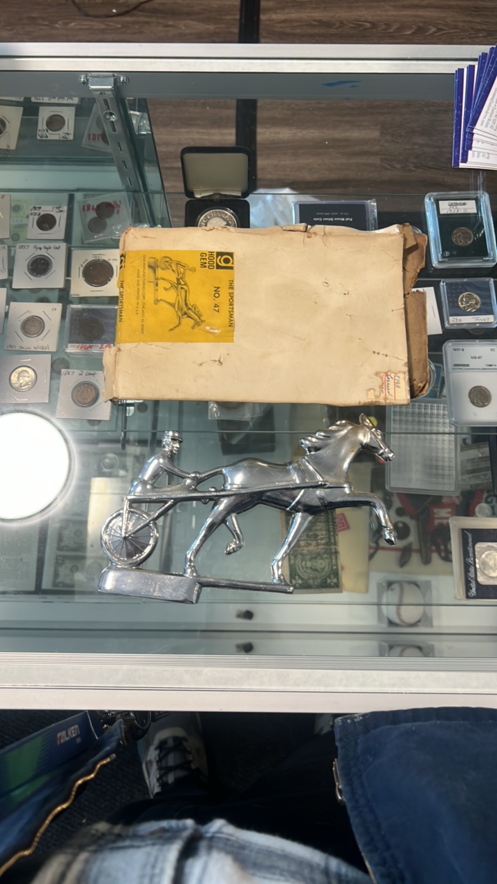 1930s custom horse racing hood ornament new old stock