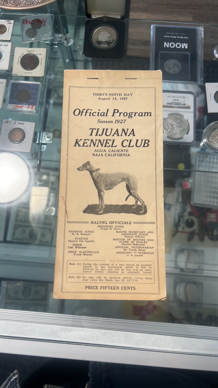 1927 Tijuana kennel club racing program