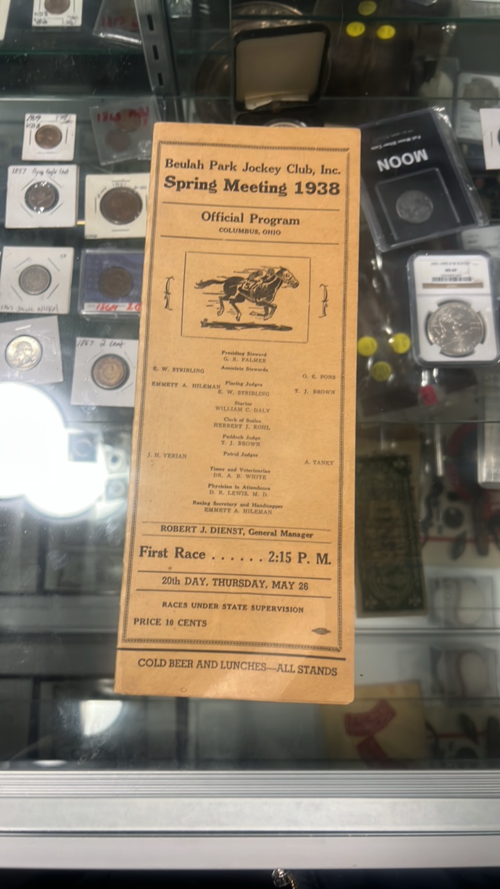 1938 Beulah park jockey club spring meeting race program
