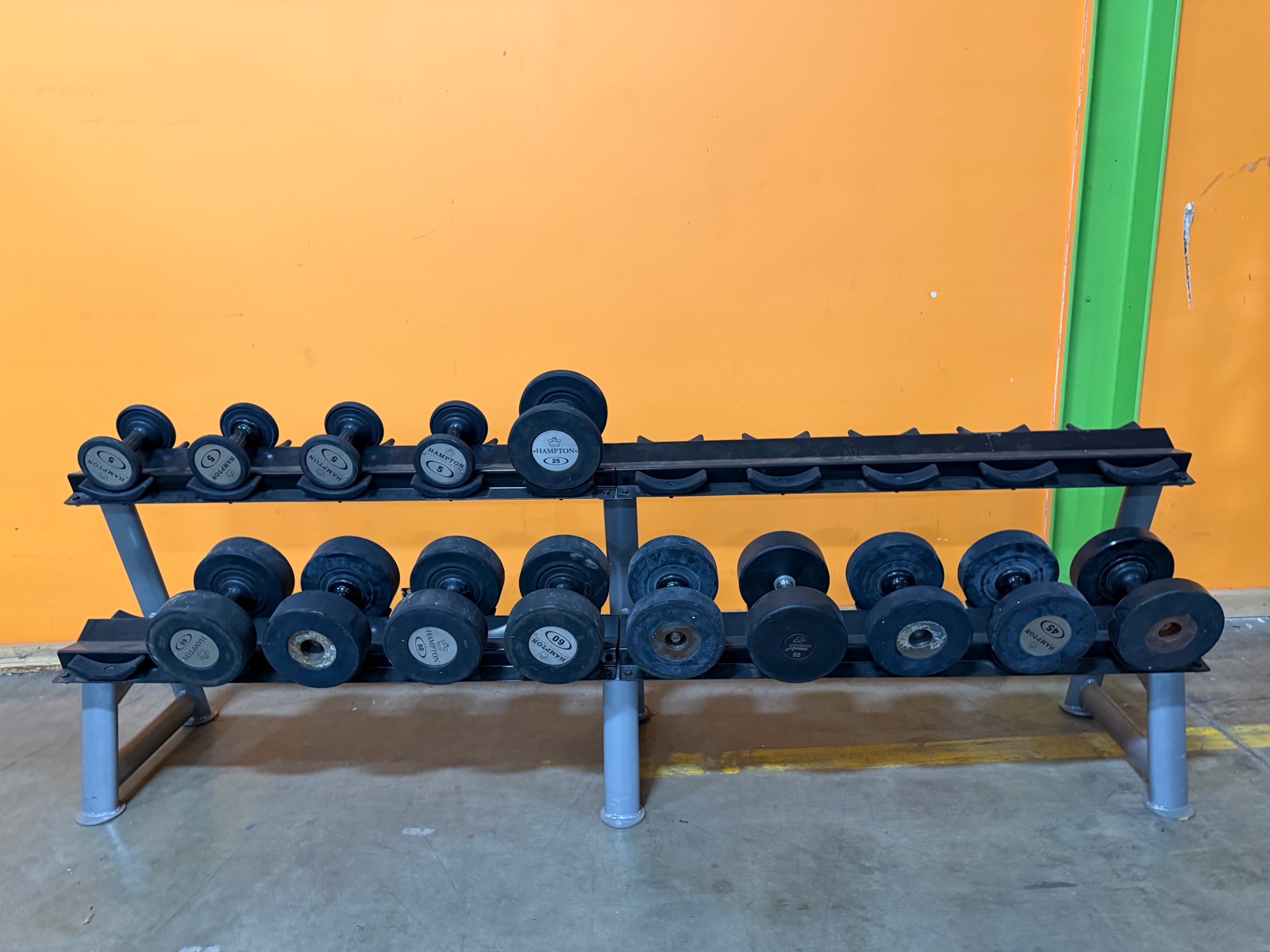 Commercial Dumbbell Set with Two-Tier Rack - Hampton Fitness