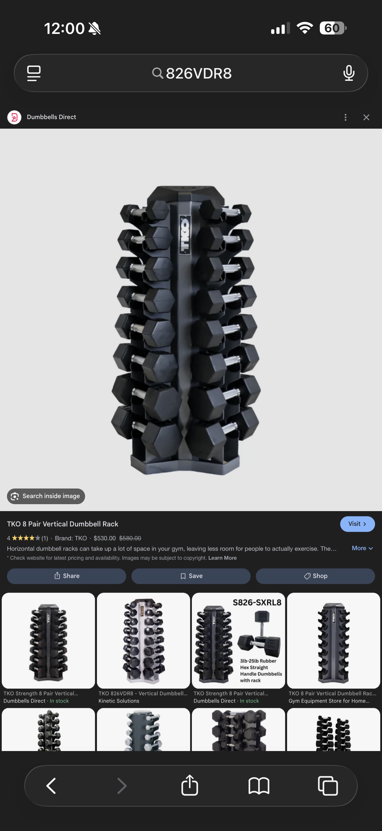 ITKO Model 826VDR8 8-Pair Vertical Dumbbell Rack - Commercial Gym Equipment