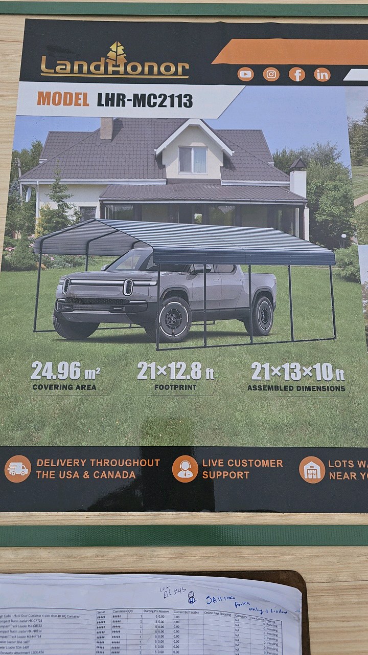 2026 Unused LandHonor 21 x 13 Ft Metal Carport LHR-MC2113