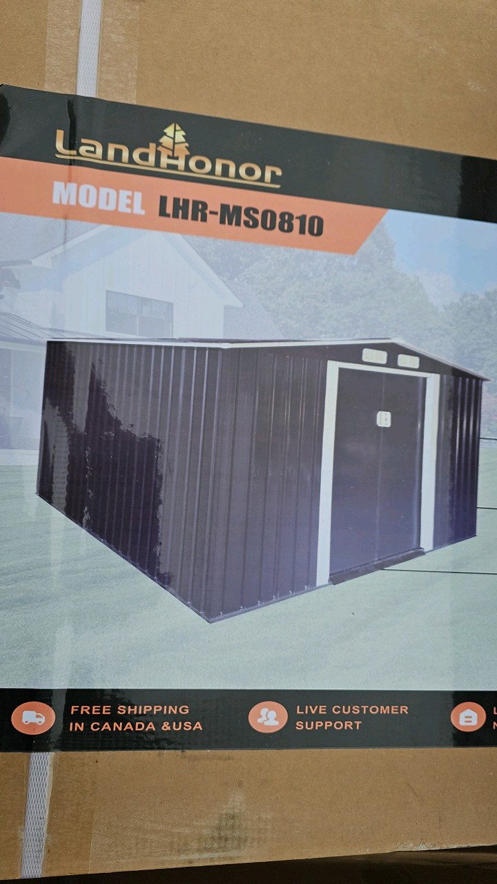 2026 Unused LandHonor 8ft x 10ft Galvanized Apex Roof Metal Shed LHR-MS0810