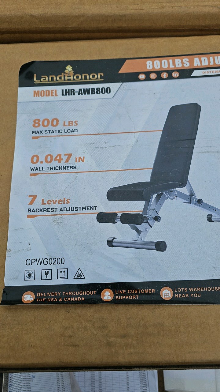 2026 Unused LandHonor 800 Lbs Adjustable Weight Bench LHR-AWB800