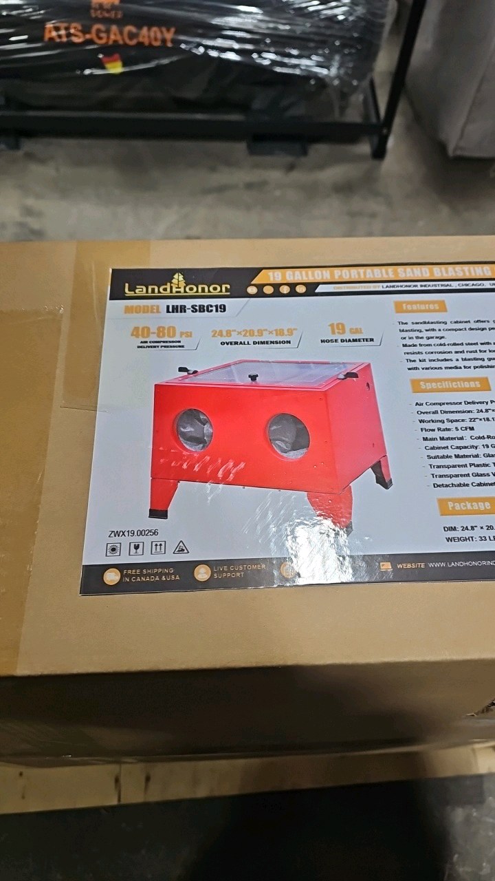 2026 Unused LandHonor 19 Gallon Portable Sand Blasting Cabinet LHR-SBC19
