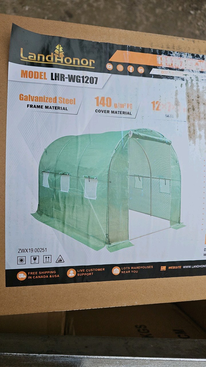 2026 Unused LandHonor 12 x 7 x 7 Ft Walk-in Greenhouse LHR-WG1207