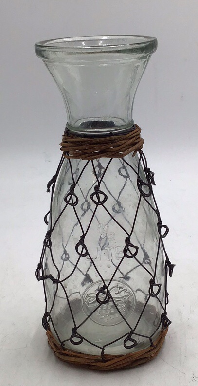 Vintage Glass Demijohn Carafe  12 Liter Embossed with Netting