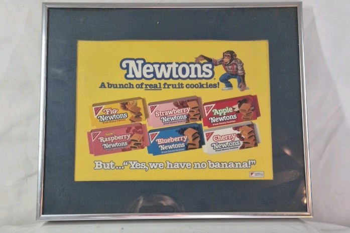 Framed Nabisco Newtons Advertisement Print  Fruit Flavors with Monkey Mascot