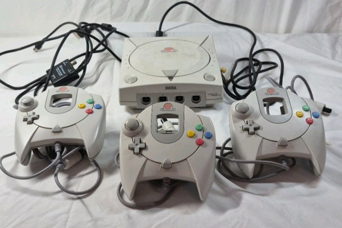 Sega Dreamcast Console with Three Controllers