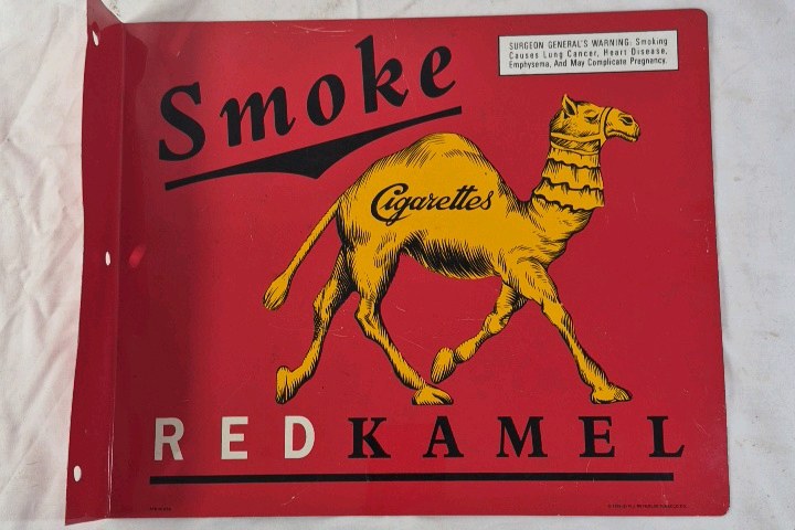 Vintage Red Kamel Cigarettes Tin Sign