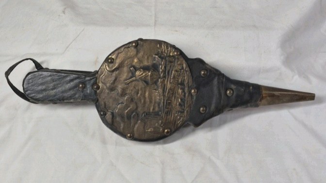 Vintage Fireplace Bellows with Embossed Medallion