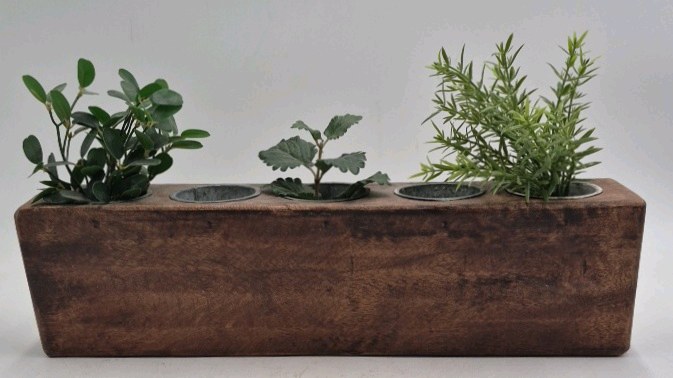 Wooden Herb Planter  Four Holes