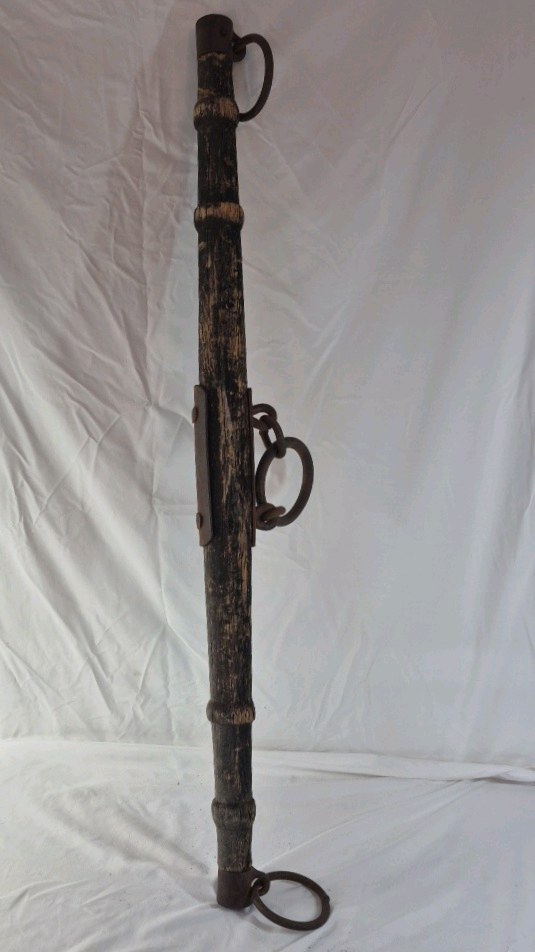 Vintage Wooden Spreader Bar with Iron Rings
