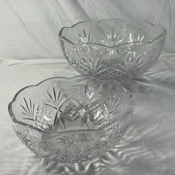 Vintage Scalloped Cut Glass Bowls