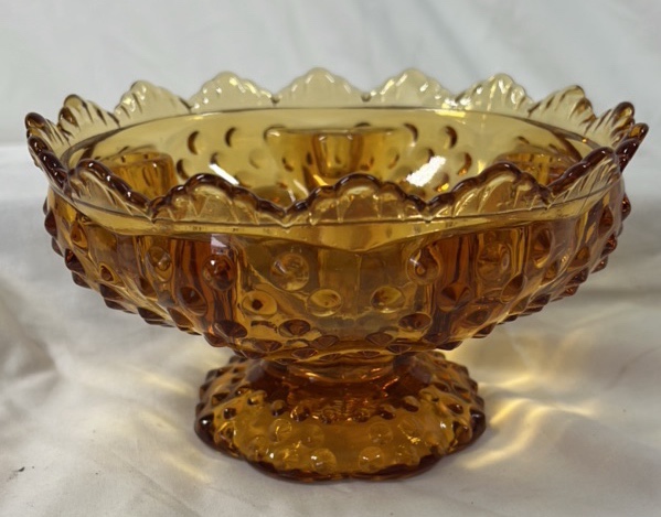 Vintage L.E. Smith Amber Pedestal Bowl