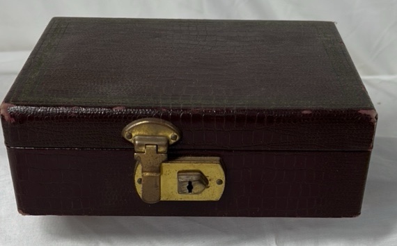 Vintage Crocodile Embossed Jewelry Box