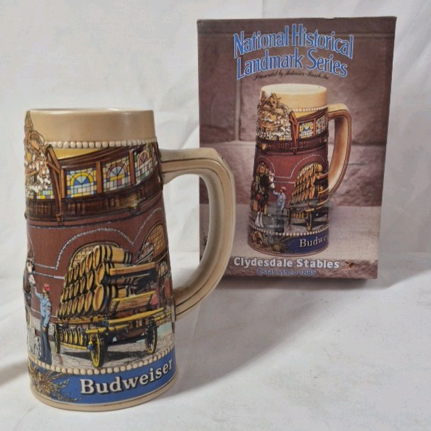 1987 Budweiser Stein  National Historical Landmark Series Clydesdale Stables Description Ceramic beer