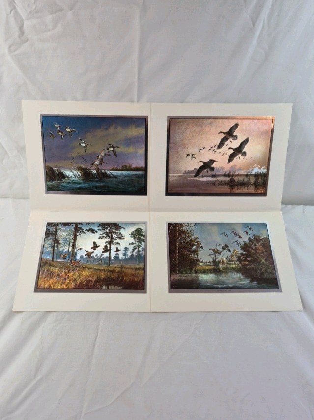 Matted Wildlife Prints  Duck Flock Scenes in Marsh and Woodland Settings