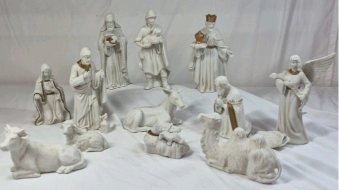 13-Piece Hand-Painted Porcelain Nativity Set