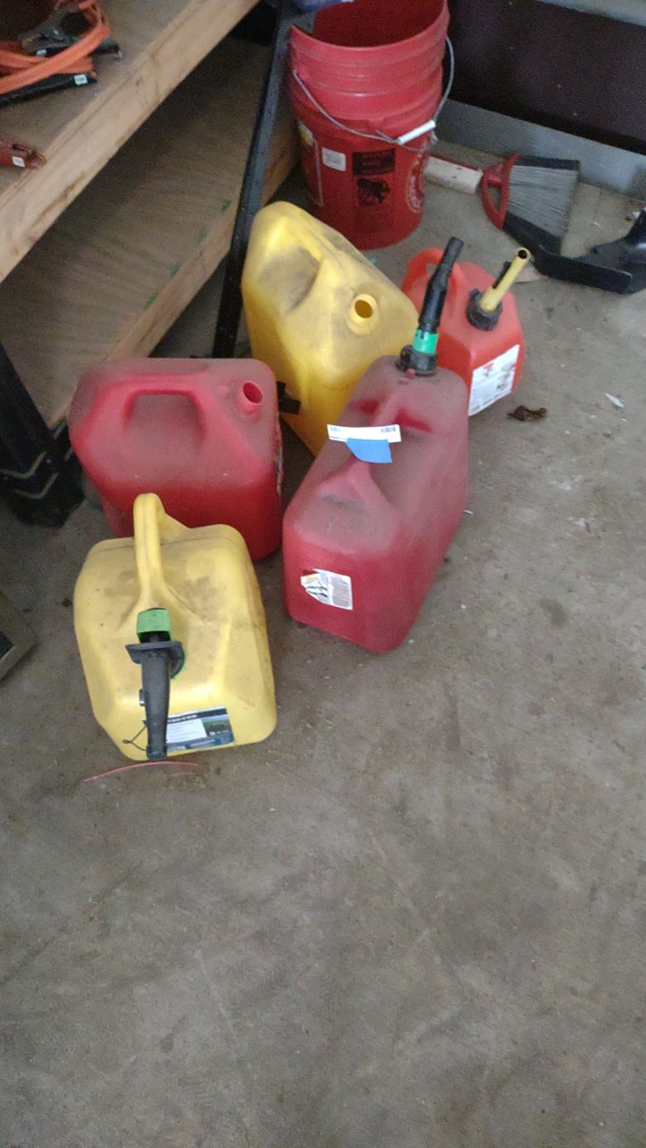 assorted gas cans
