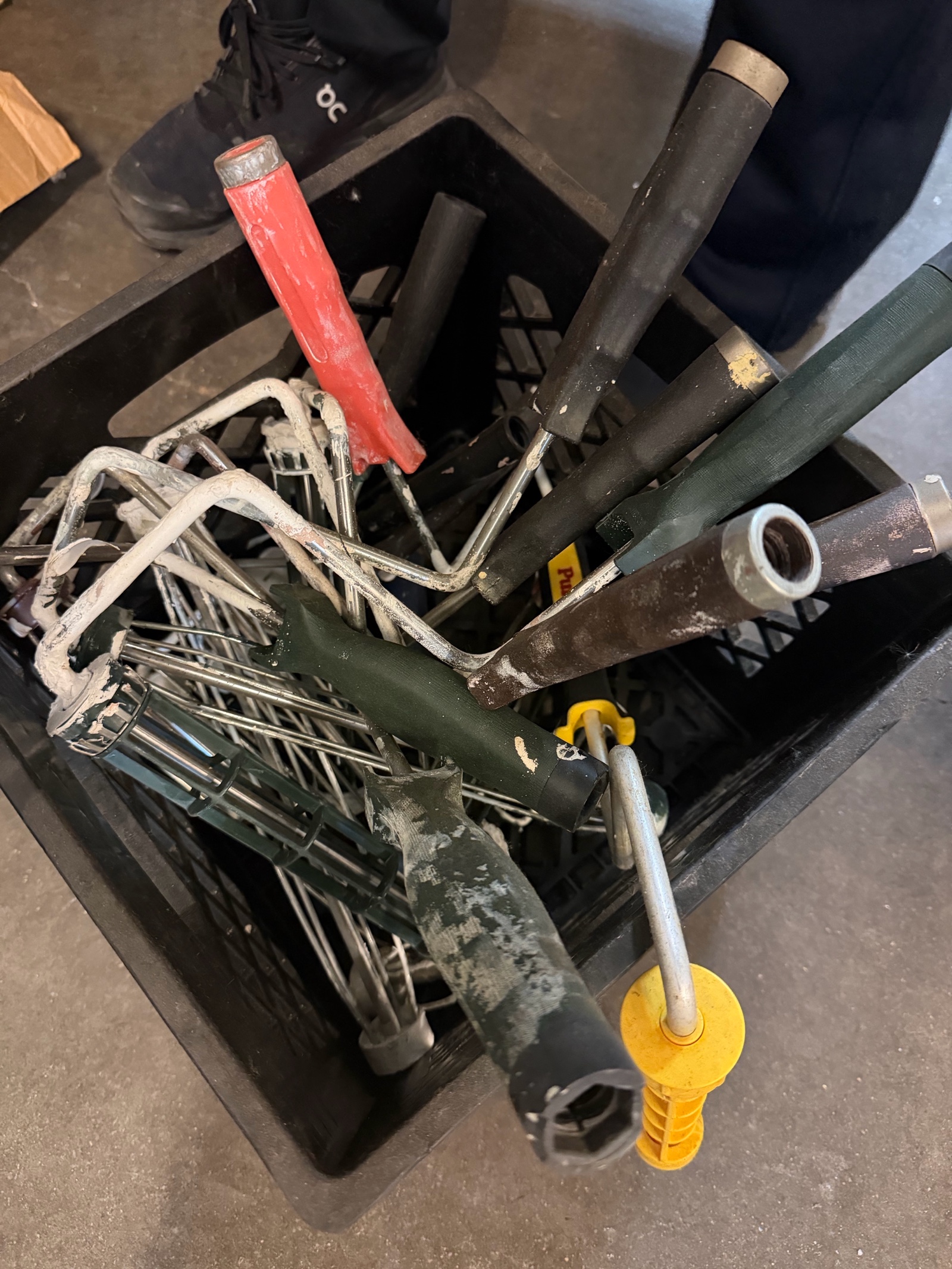 crate  of paint rollers