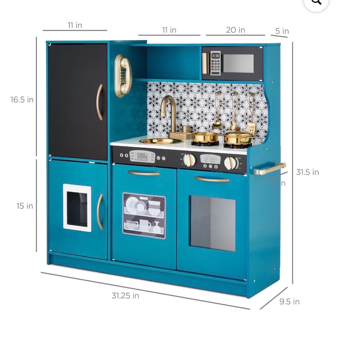 New Best Choice Products Pretend Play Kitchen Wooden Toy Set for Kids w/ Telephone, Utensils, Oven, Microwave