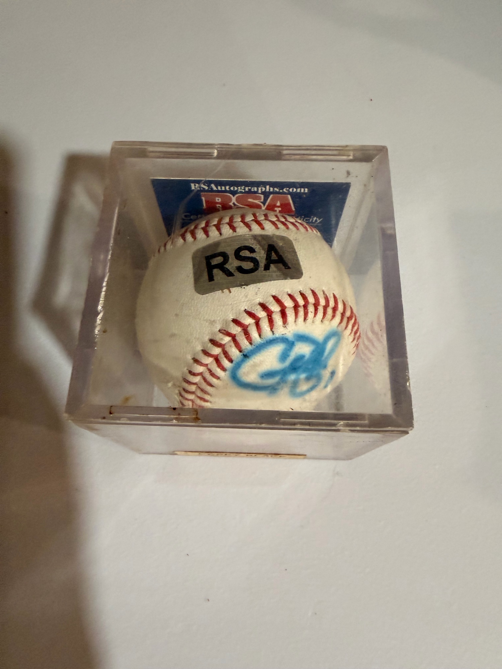 Authenticated Casey Blake Signed Baseball w/ RSA Authentication & Display Case