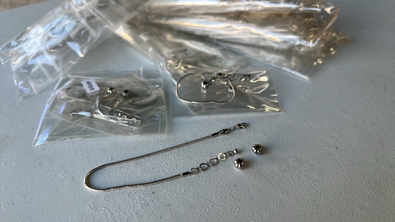 Large Rhodium Bracelet with Extender Set - Interchangeable LT00-03 (Lot 50 ea)