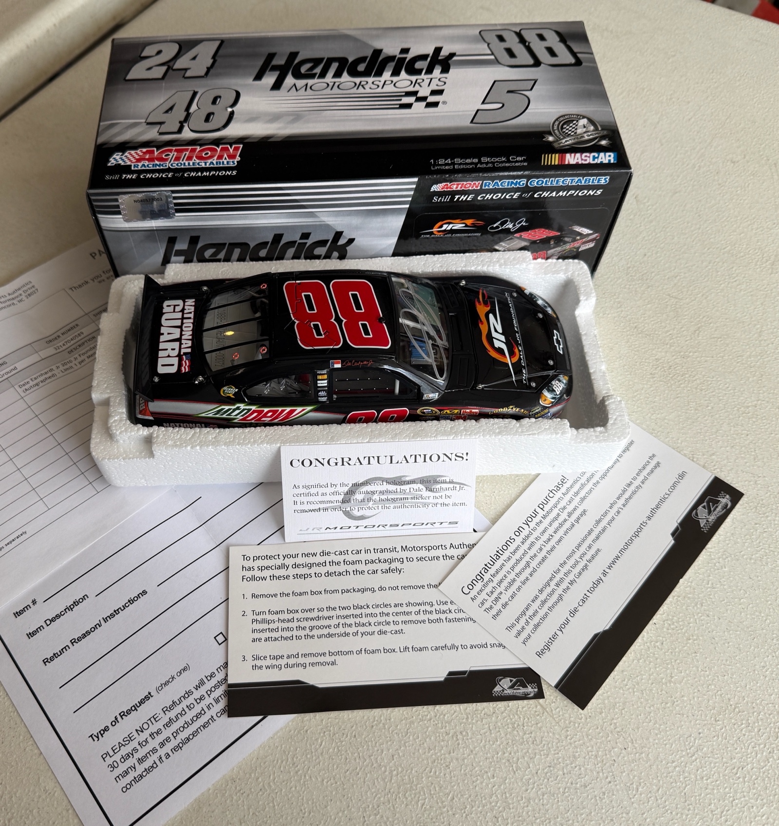 Dale Earnhardt Jr. Autographed Diecast Car w/ JR Motorsports COA by Earnhardt Foundation - New in Box