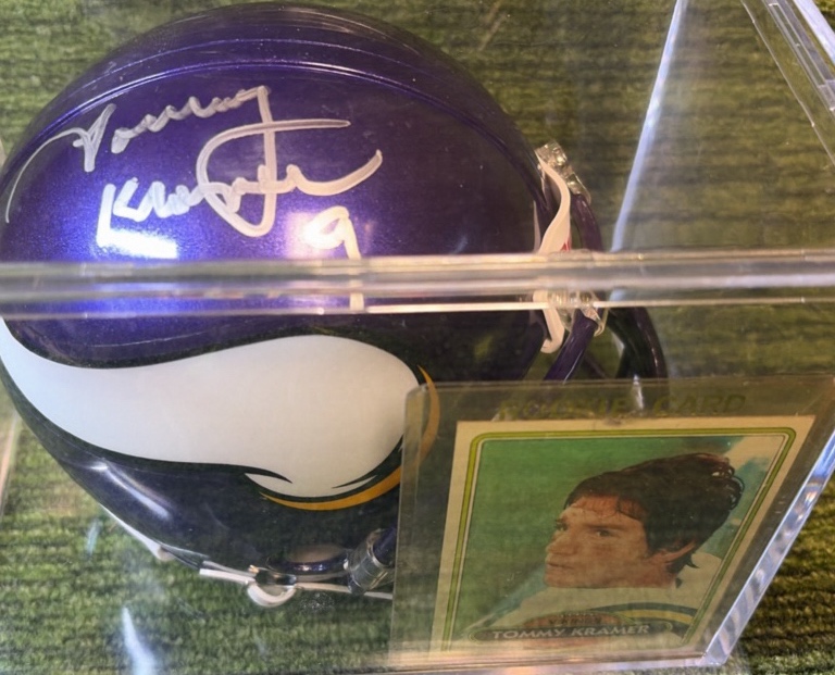 Tommy Kramer Autographed Mini Helmet With Rookie Card, Minnesota Vikings QB !