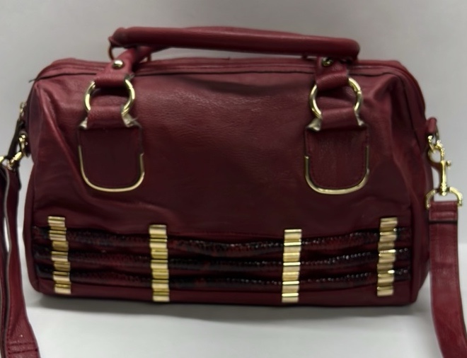 Rampage Red Satchel Handbag Gold Hardware Shoulder Purse Multi Zip