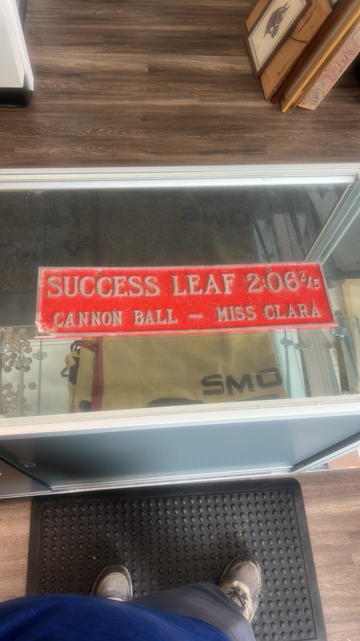 success leaf 2:06 2/5 cannon ball - miss clara metal sign