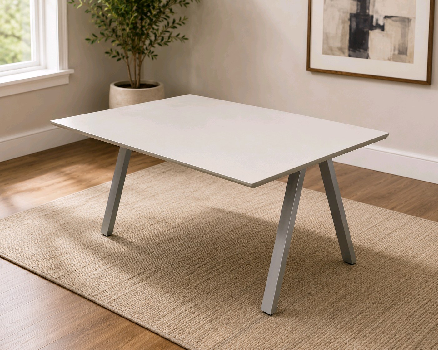 Original retail value $250 IKEA TROTTEN Rectangular Desk Table Gray Top Metal Legs 63 x 31