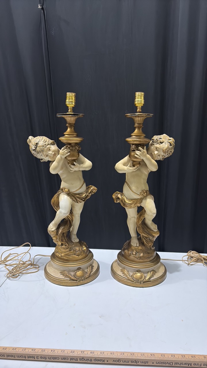 Vintage Cherub Lamp Set