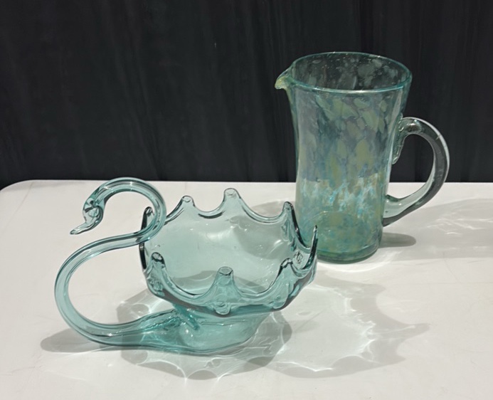 Beautiful Glass Swan and Glass Pitcher