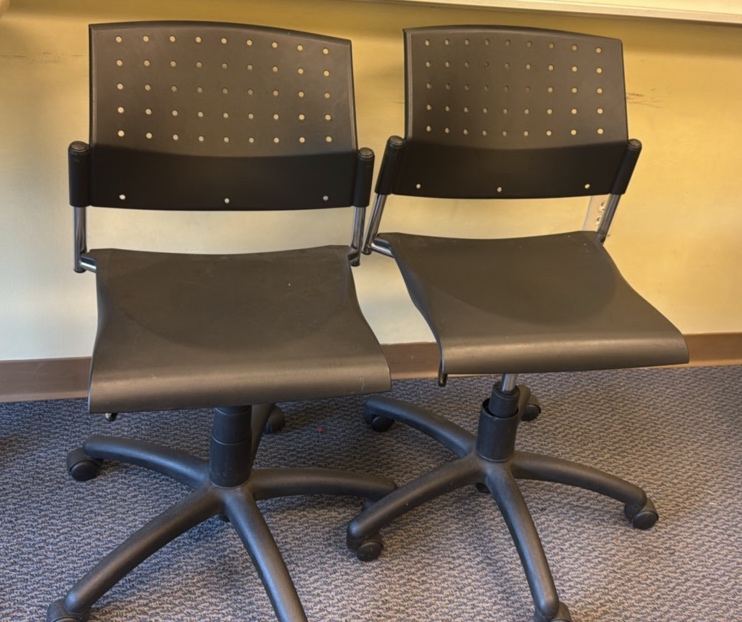 two black chairs armless