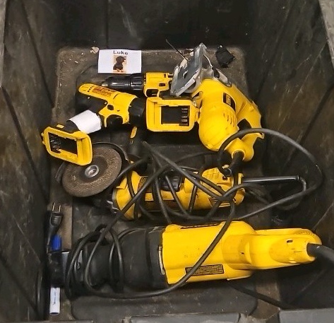 assortment of DeWalt tools