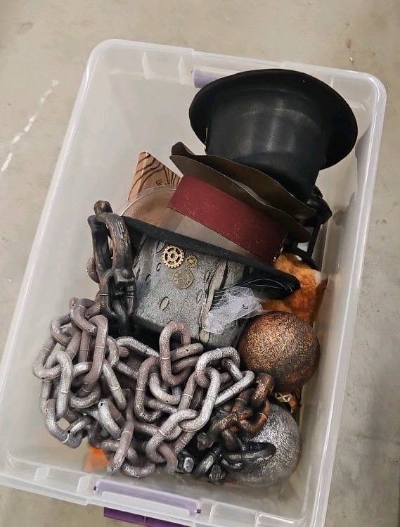 crate and storage container of costumes