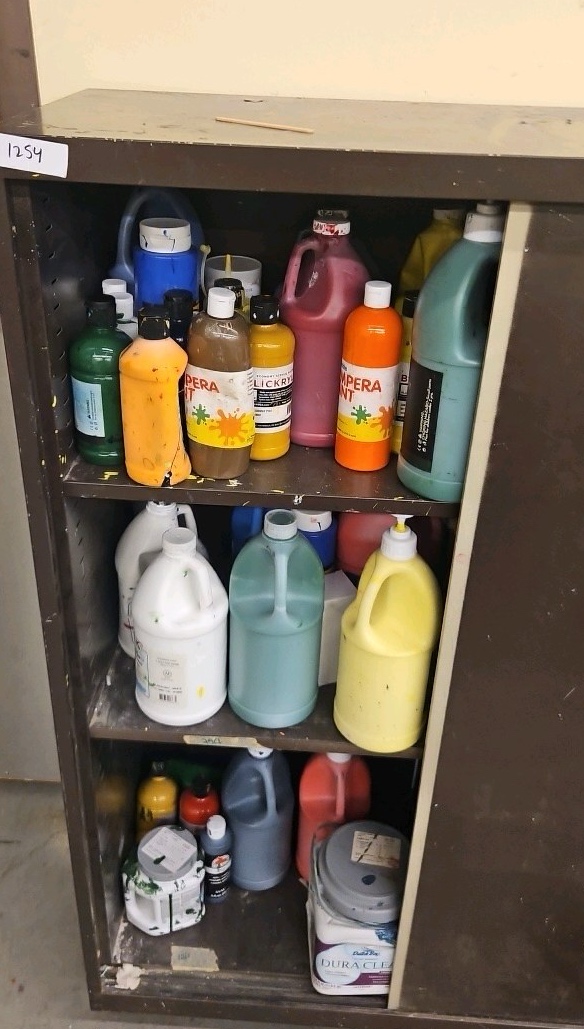 assortment of paints cabinet is included
