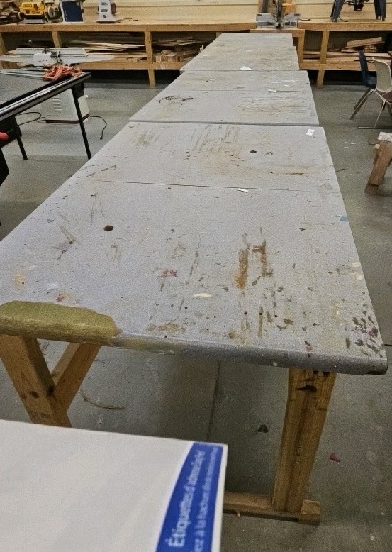 Woodshop classroom tables laminate tops
