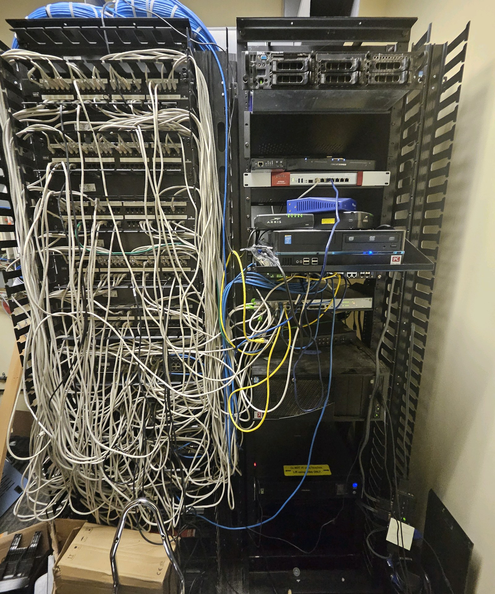 Server with towers and switches