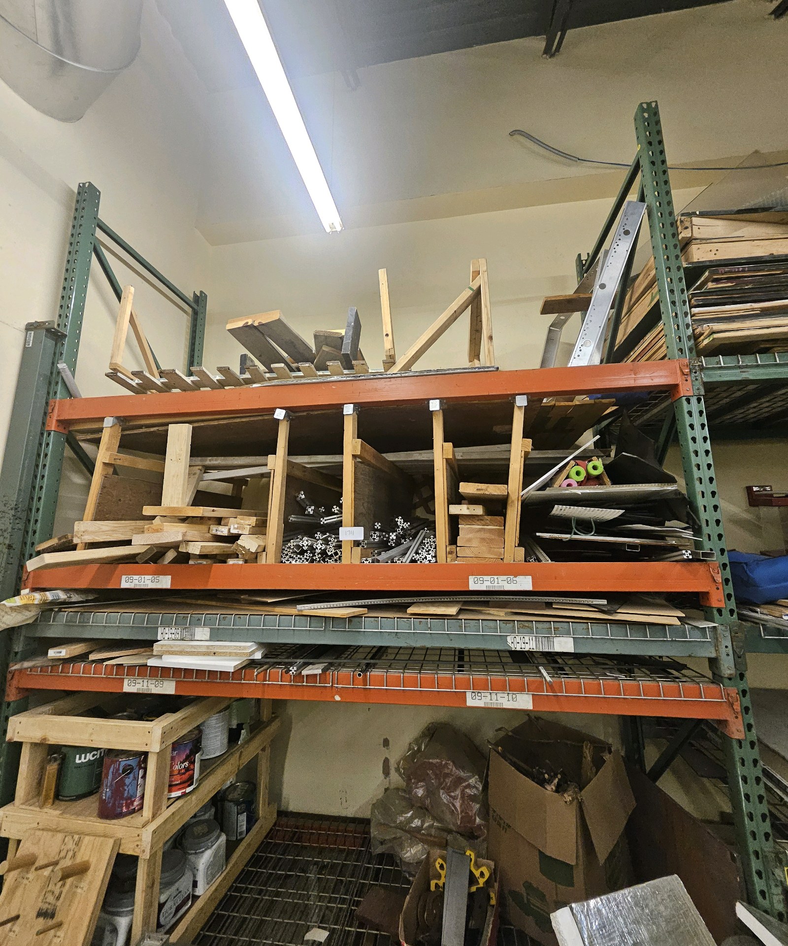 shelving with misc materials (Drywall not included)