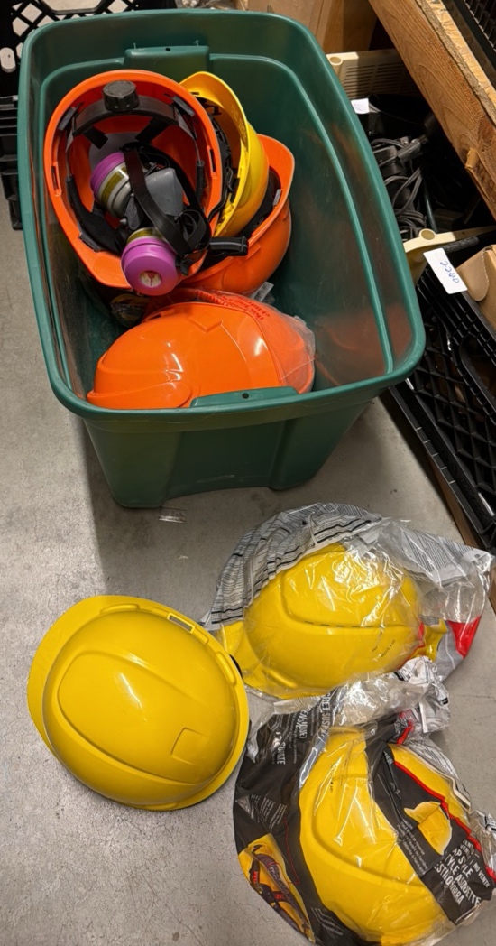 tote of hard hats