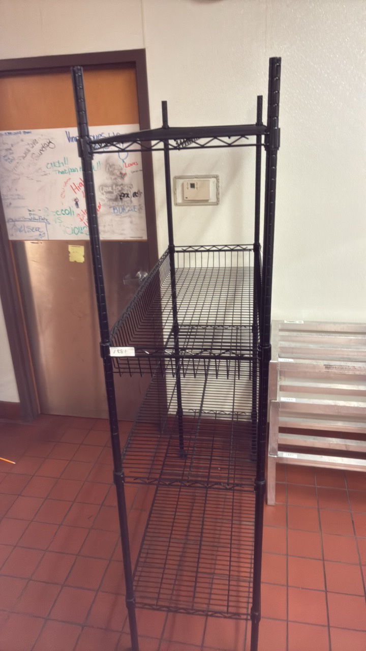 wire racking with one basket shelf
