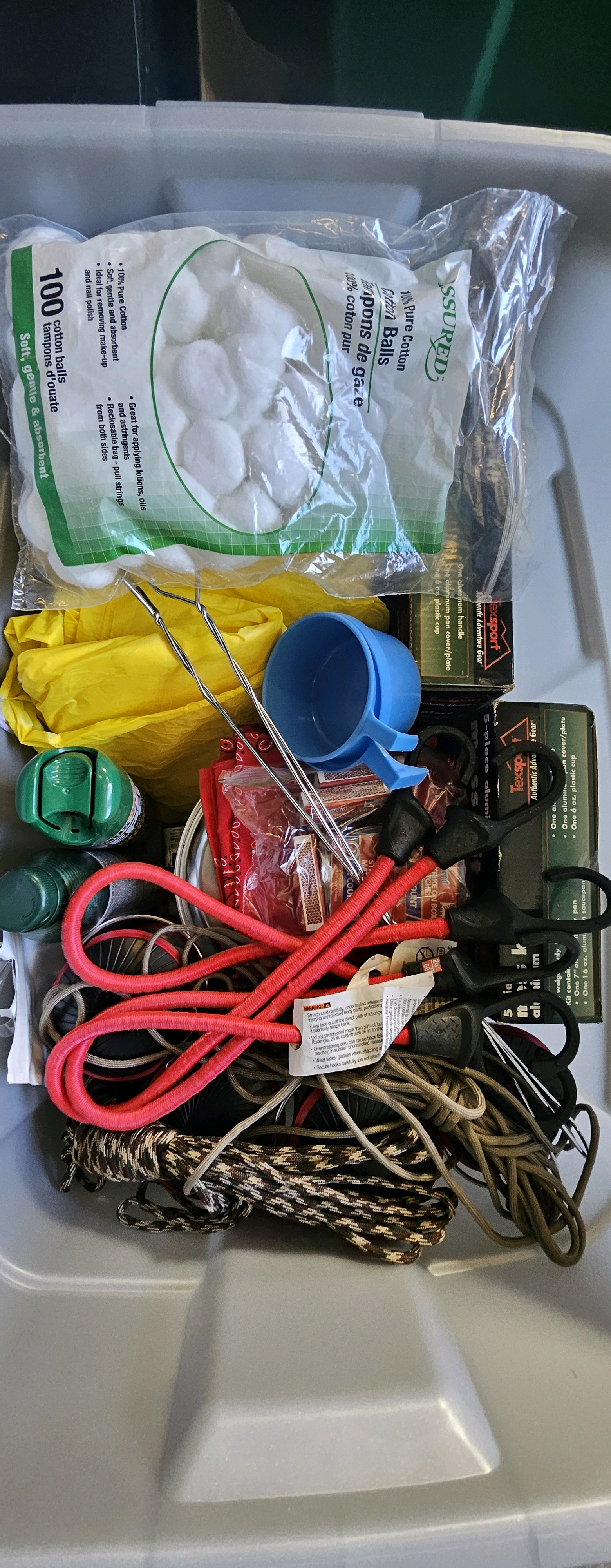 assortment of camping supplies