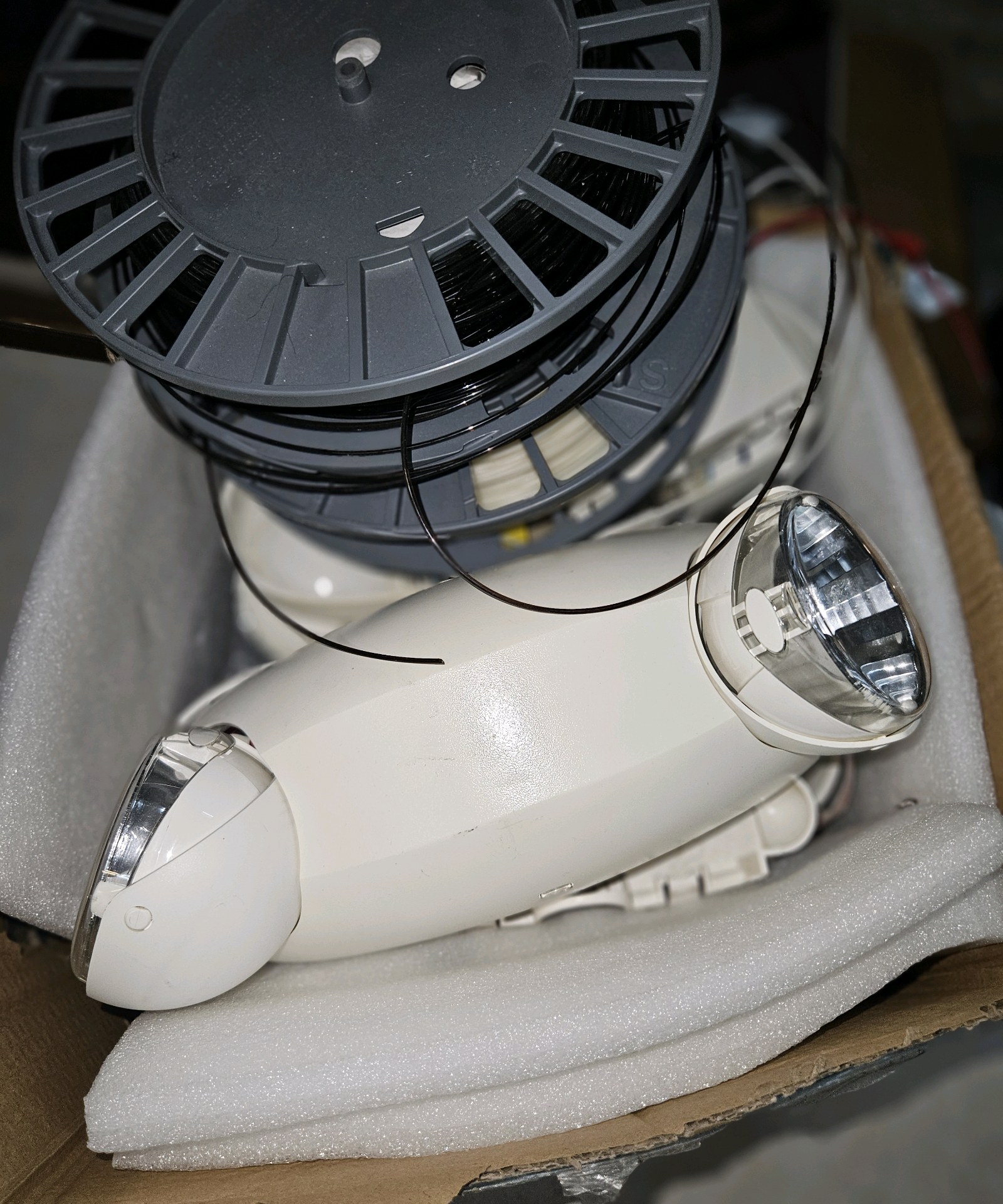 Security lights and wire spools