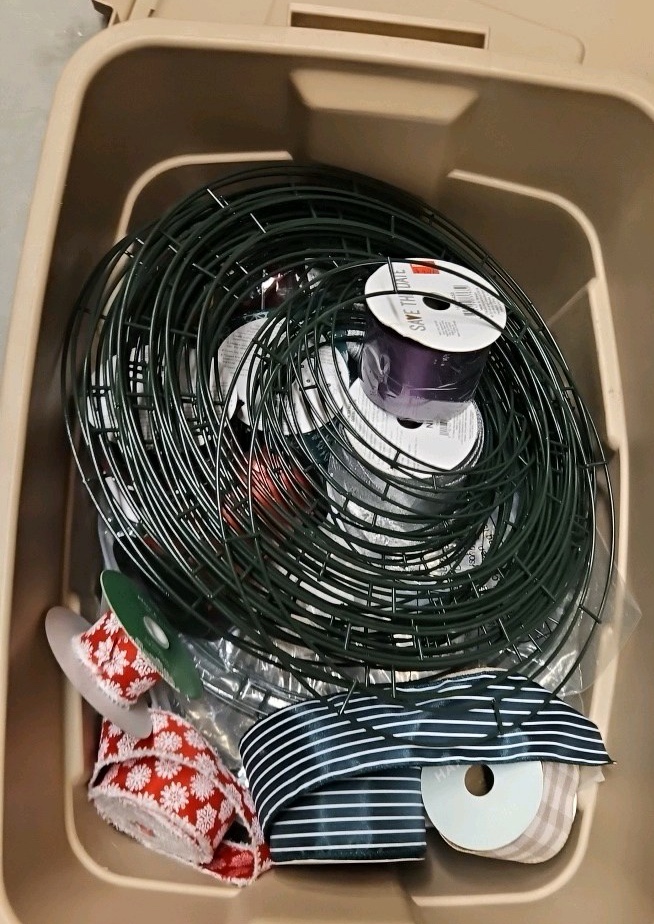 wreath frames and Christmas ribbon